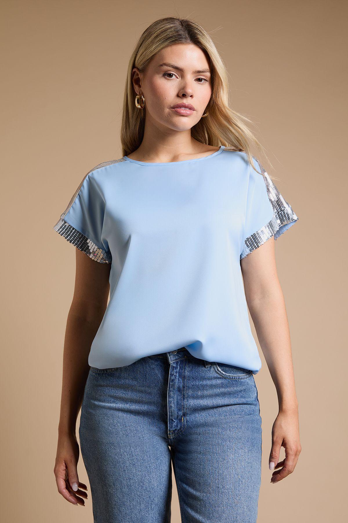 Short Sleeve T-Shirt Sequin Blouse by DOROTHY PERKINS