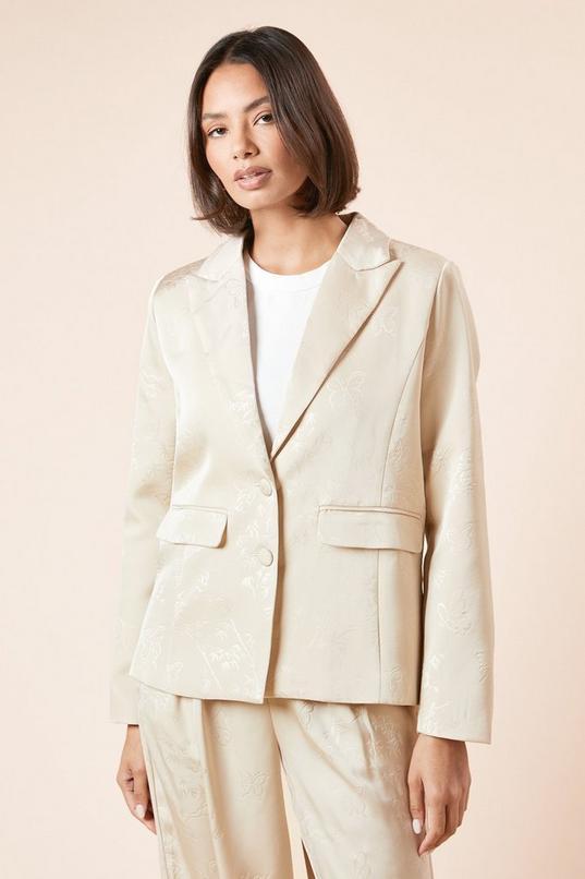 Single Breasted Satin Jacquard Blazer by DOROTHY PERKINS