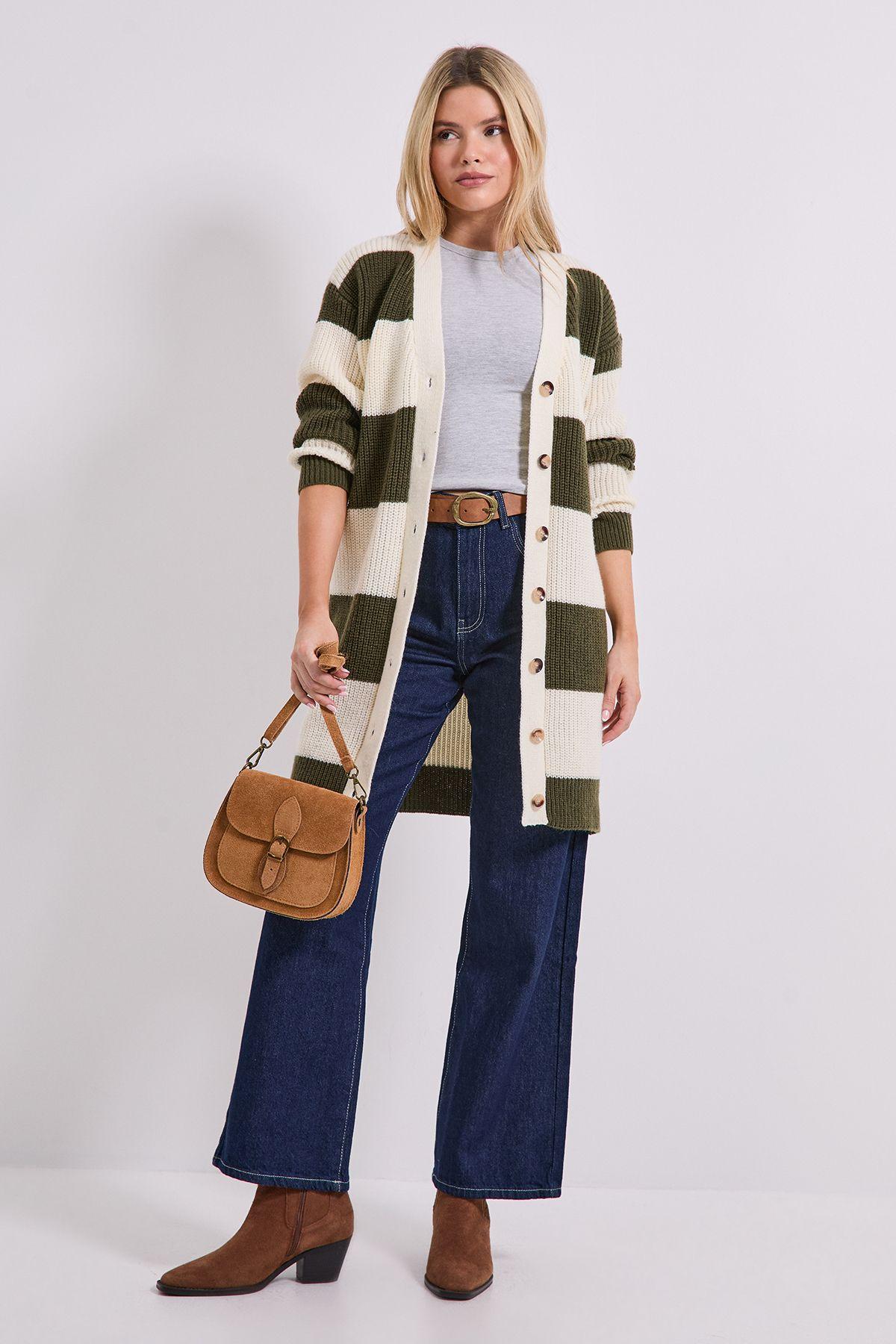 Stripe Button Up Longline Cardigan by DOROTHY PERKINS Stripe Button Up Longline Cardigan by DOROTHY PERKINS