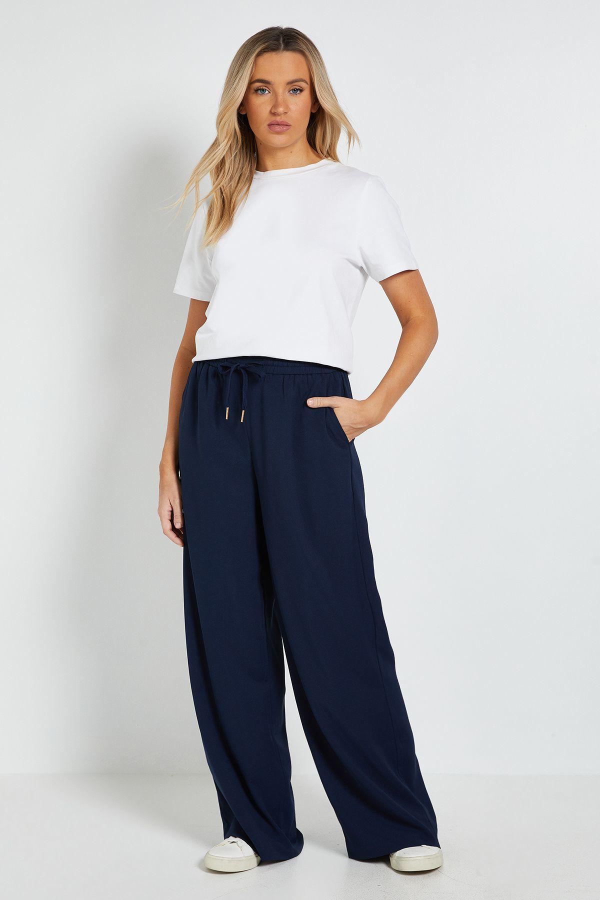 Tie Waist Wide Leg Trousers by DOROTHY PERKINS