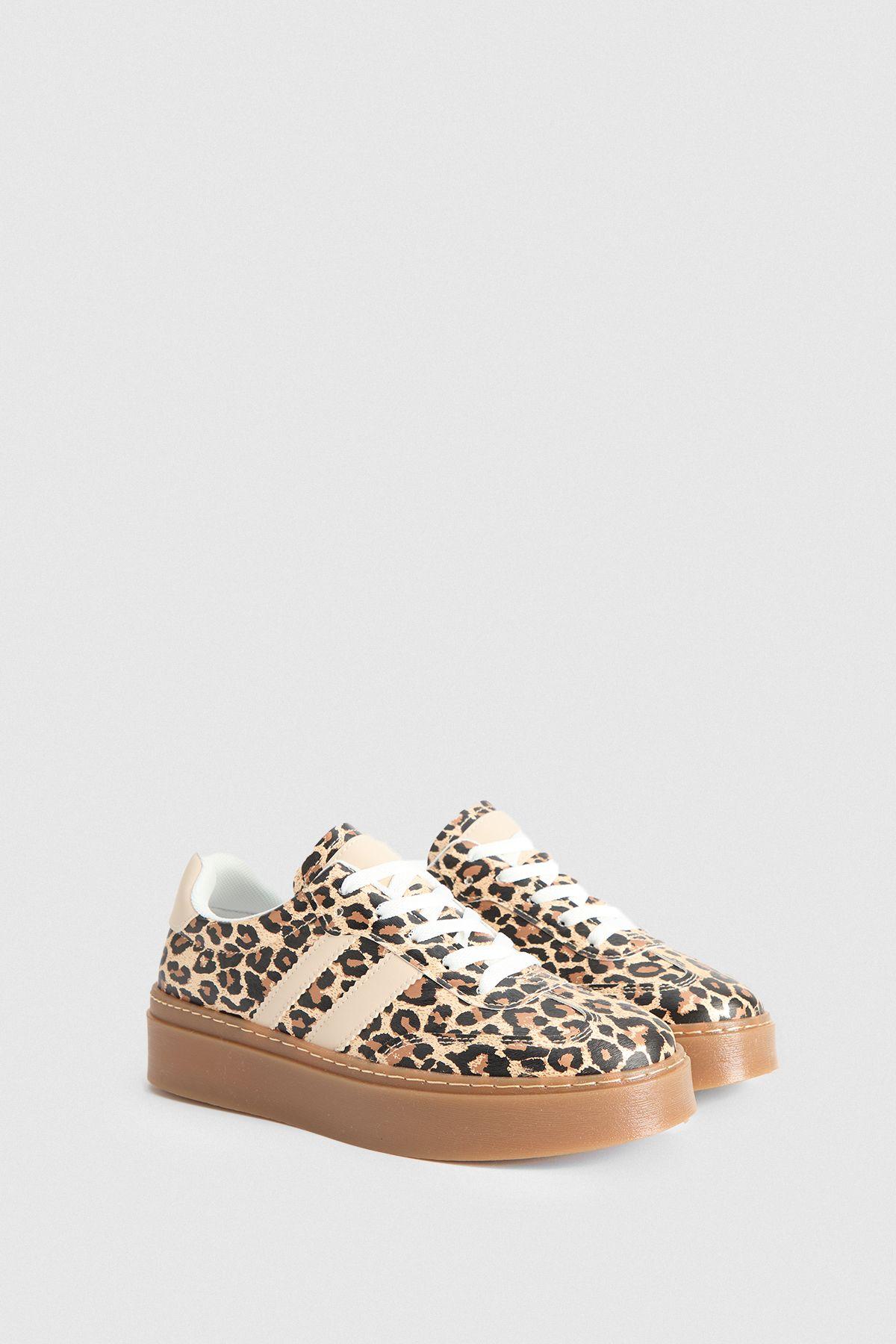 Tony Faux Leather Leopard Print Lace Up Chunky Trainers by DOROTHY PERKINS