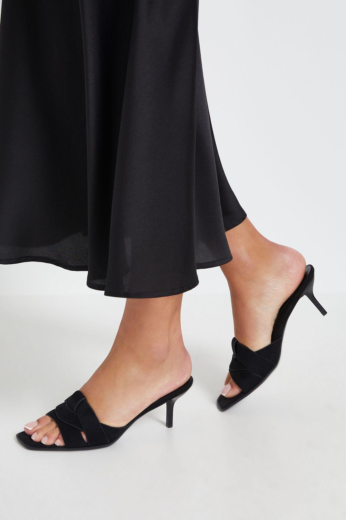 Trisha Faux Suede Interwoven Kitten Heels Mules by DOROTHY PERKINS