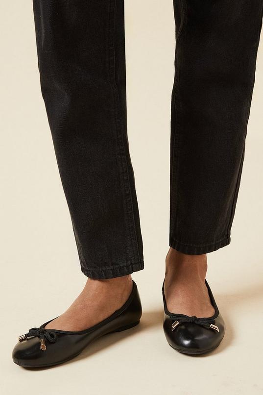 Wide Fit Peaches Bow Detail Ballet Pumps by DOROTHY PERKINS