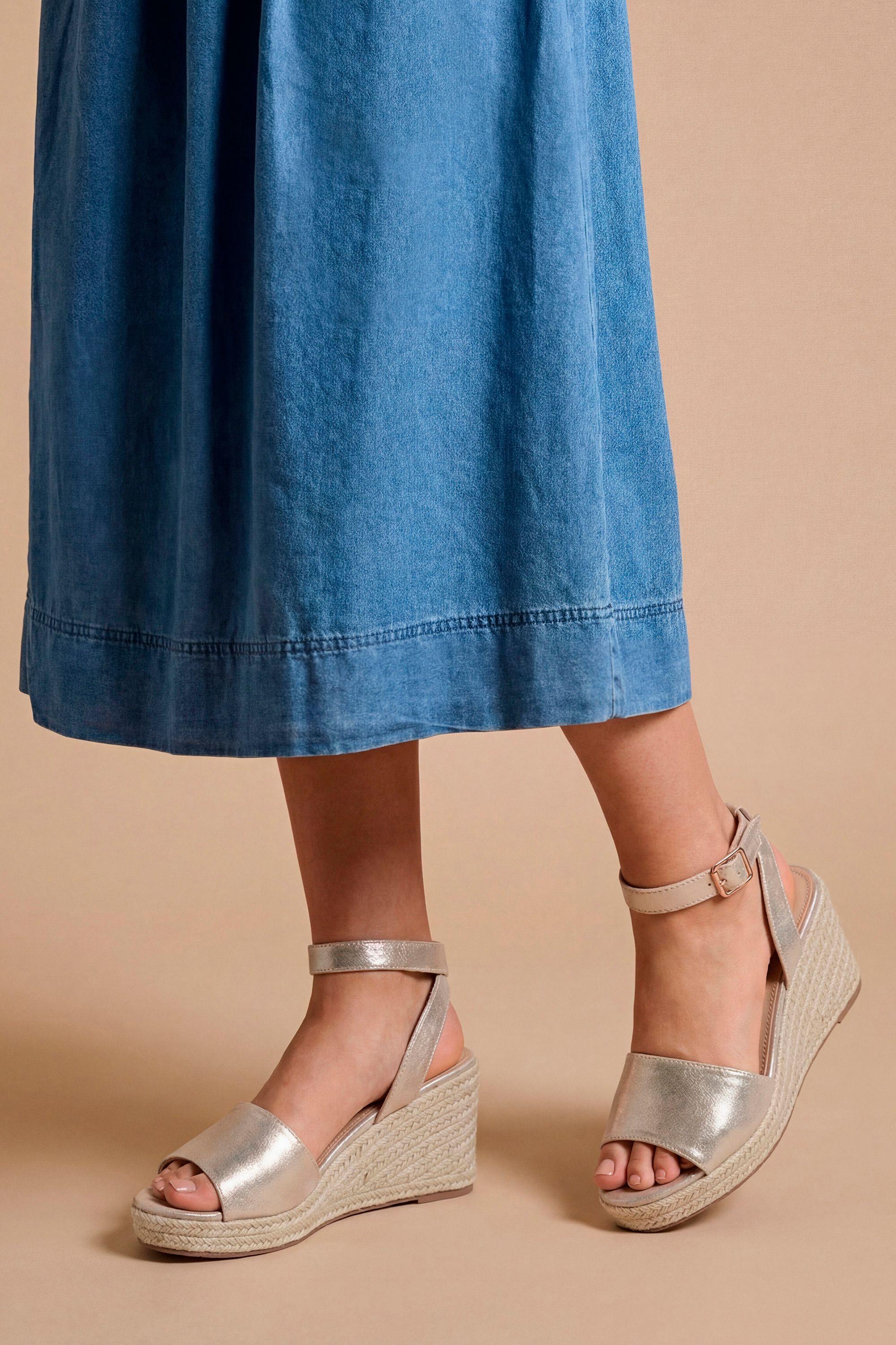 Wide Fit Rebekah Metallic Textile Peep Toe Espadrille Wedge Sandals by DOROTHY PERKINS