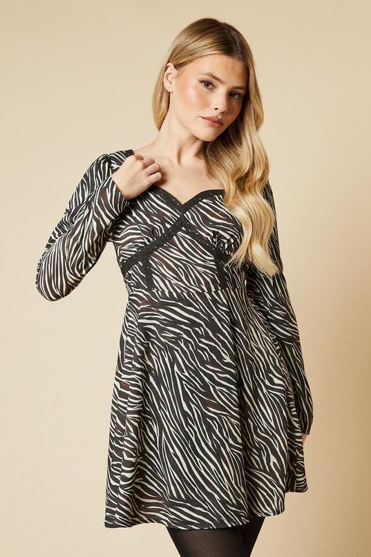 Zebra Lace Front Mini Dress by DOROTHY PERKINS