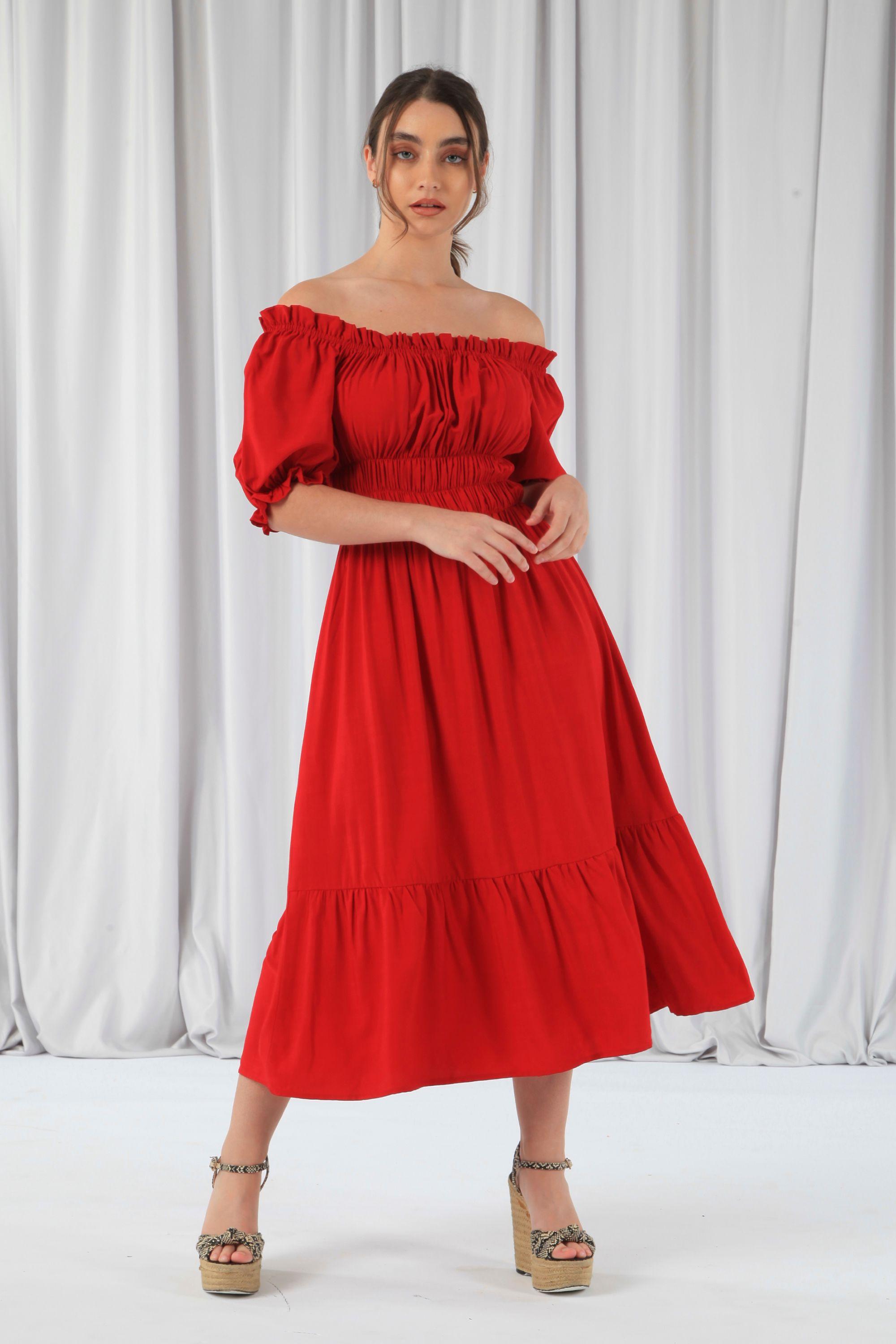 Bardot Midi Dress by DOUBLE SECOND