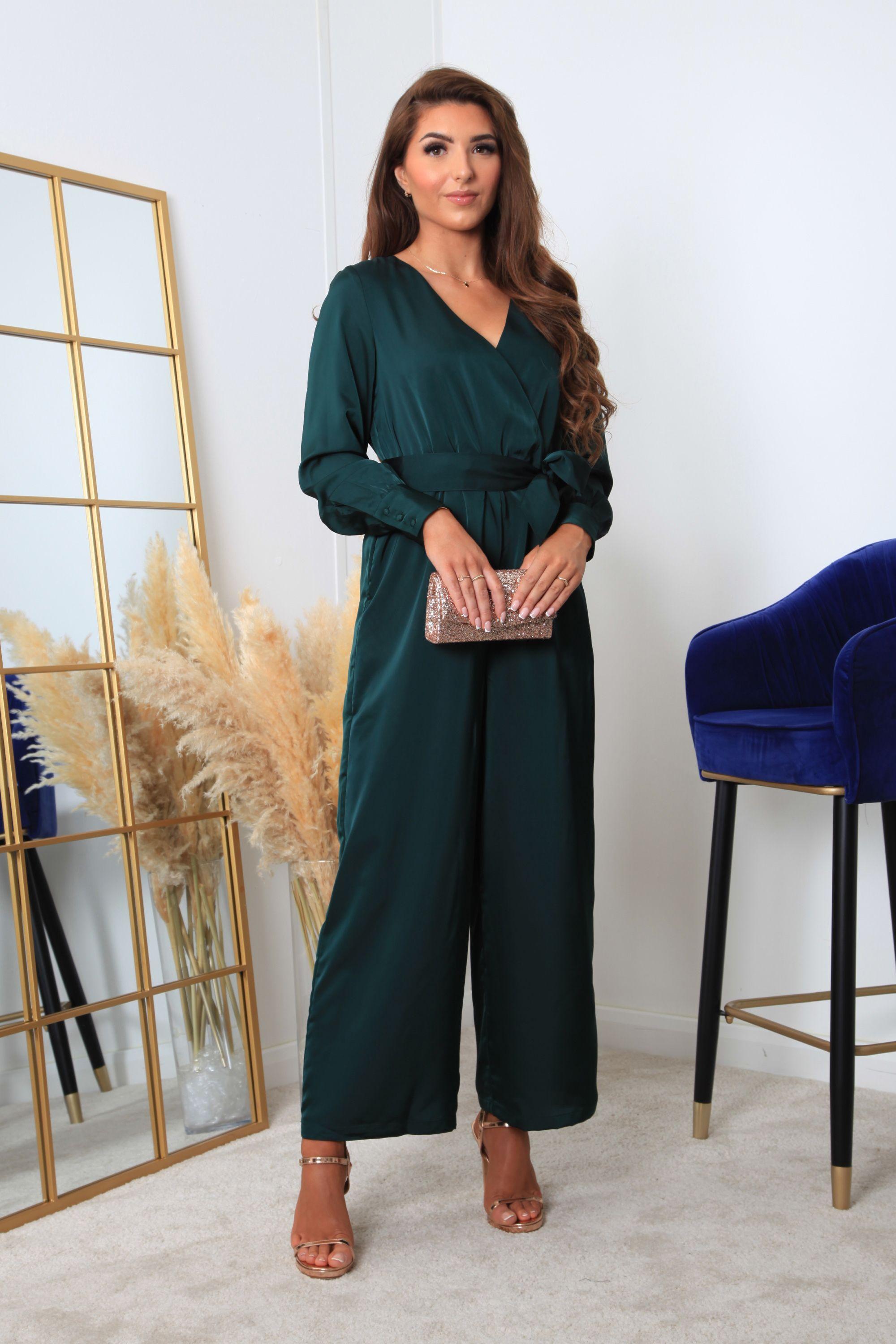 Lux Satin Wrap Jumpsuit by DOUBLE SECOND