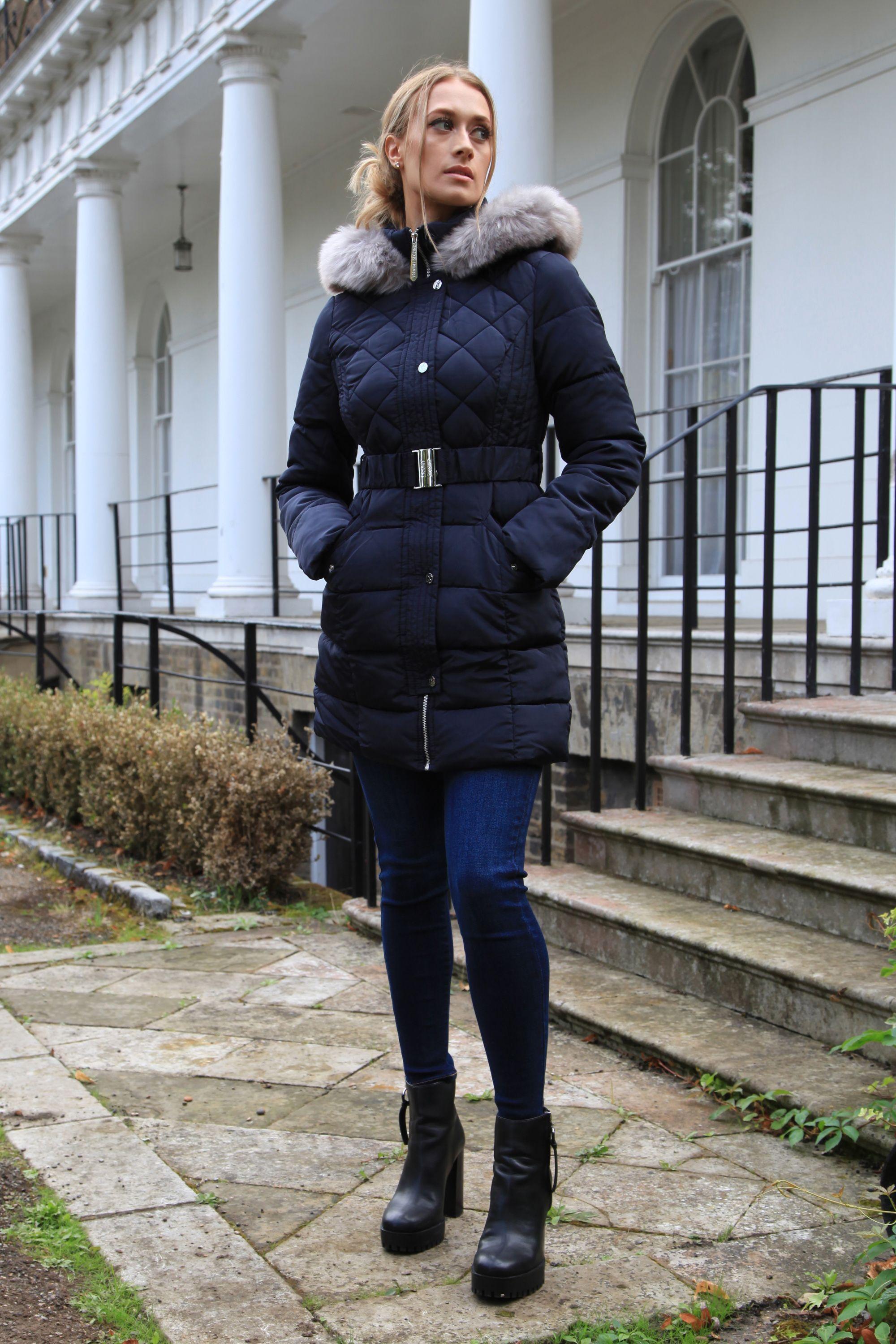 Silver Grey Quilted Longline Puffer by DOUBLE SECOND