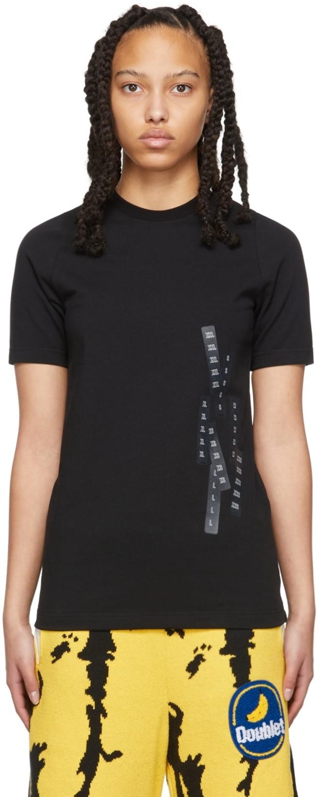 Black Stretching Onesize T-Shirt by DOUBLET
