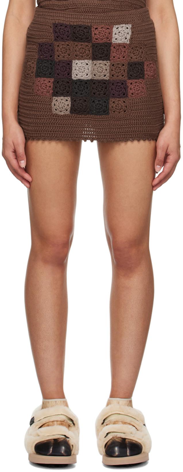 Brown Mosaic Miniskirt by DOUBLET