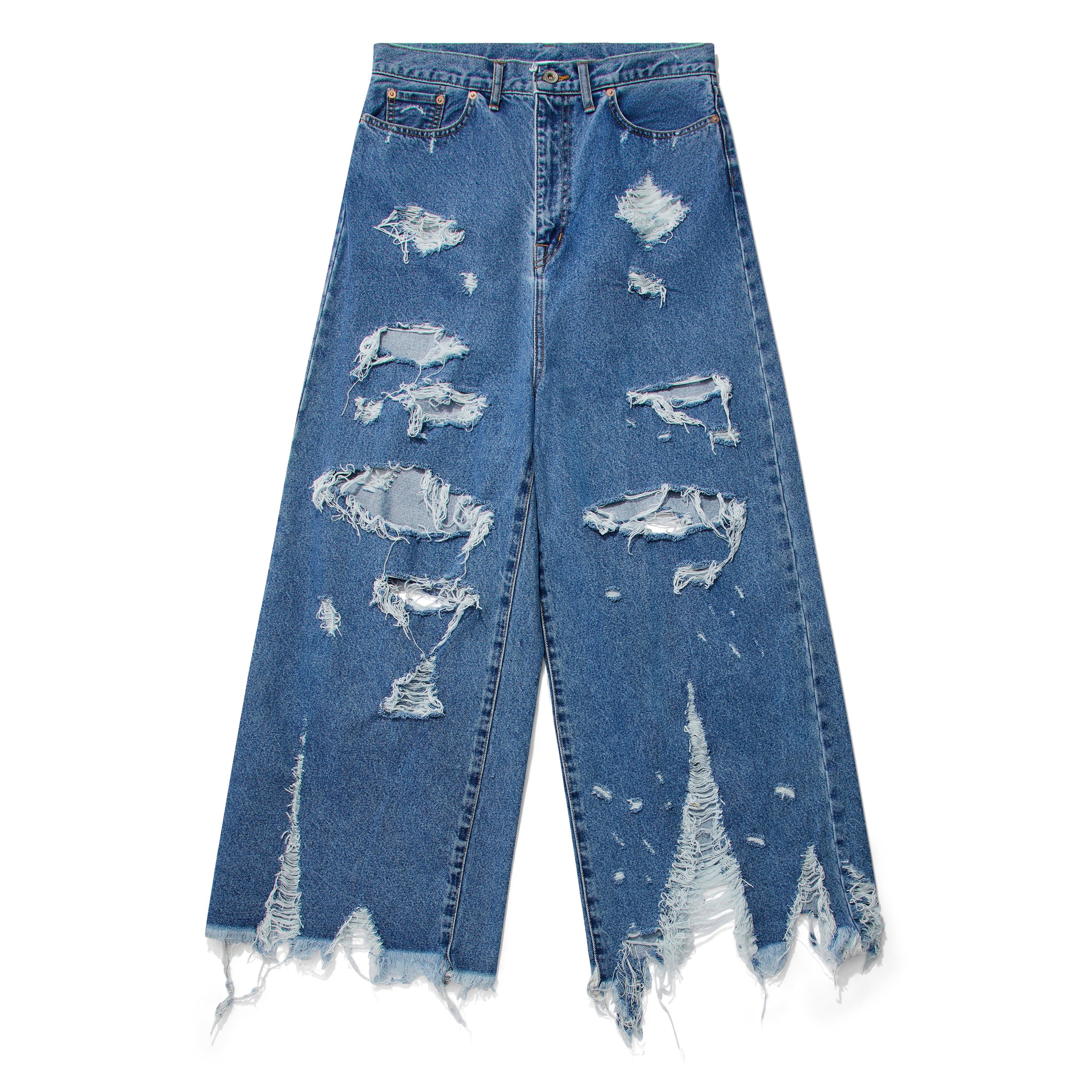 DOUBLET - Men's Destroyed Jeans - (Indigo) by DOUBLET