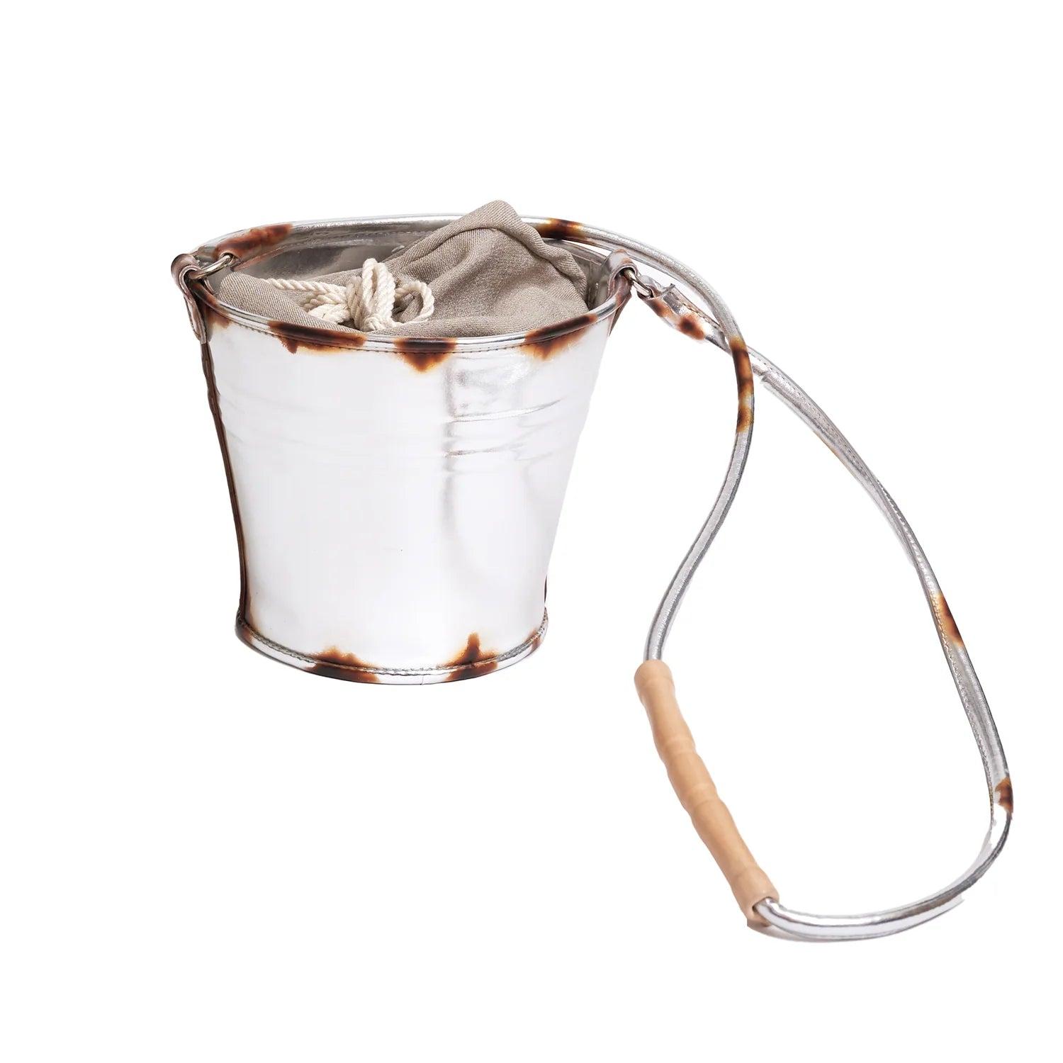 DOUBLET - Rust Paint Bucket Shoulder Bag - (Silver) by DOUBLET 