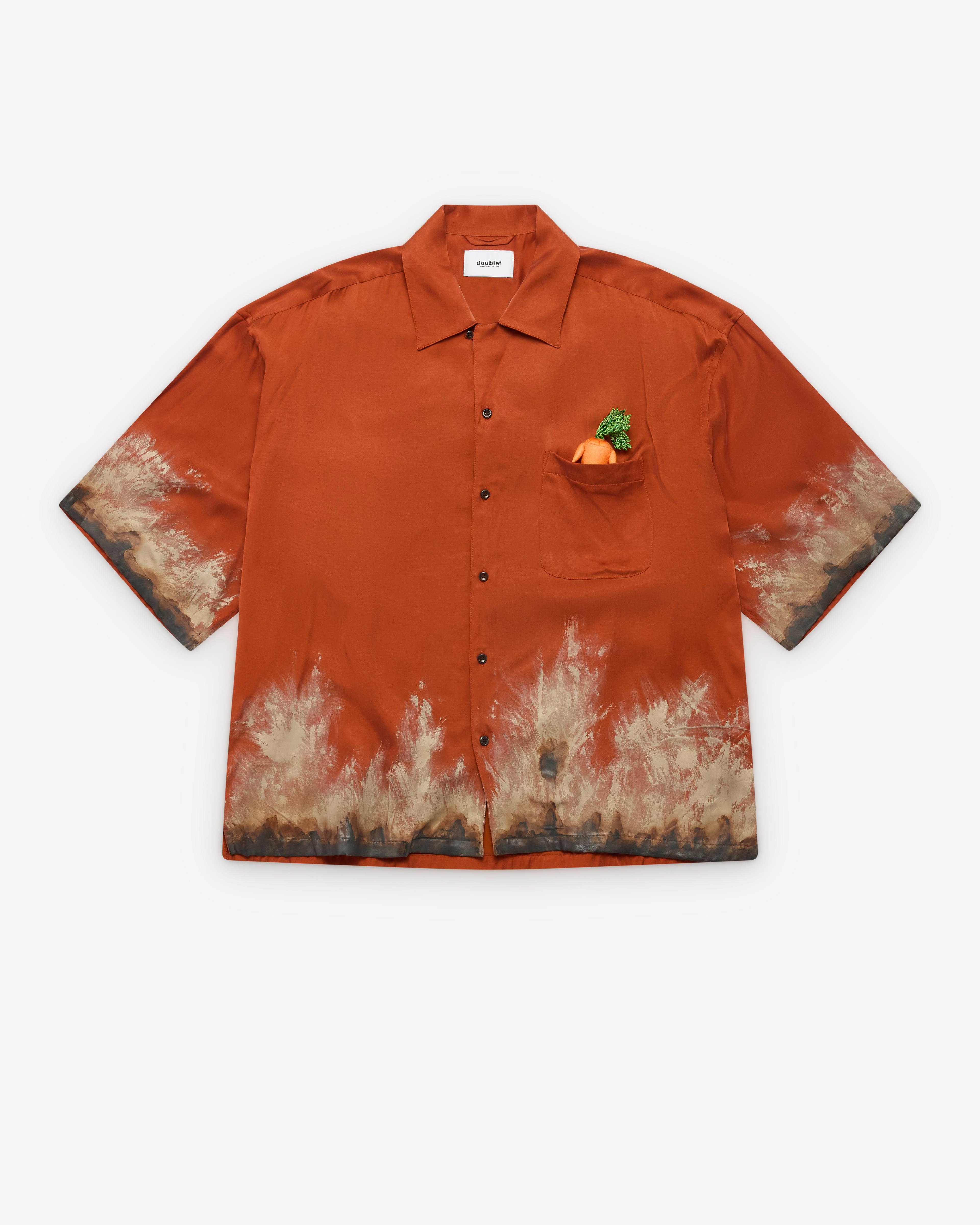 Doublet - Men's Mud-Hand-Painted Shirt - (Dark Orange) by DOUBLET