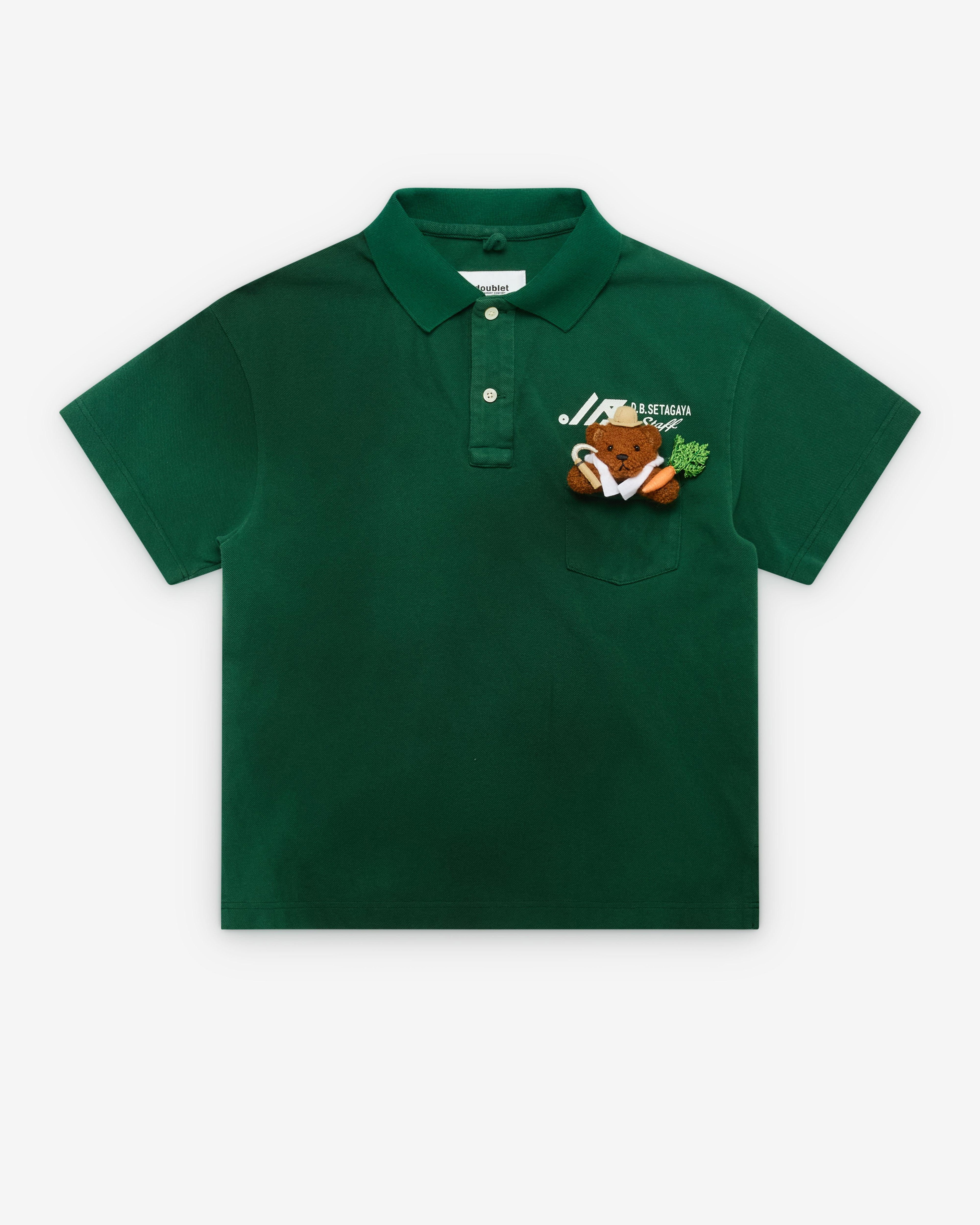 Doublet - Men's Polo Shirt With My Workwear Bear - (Green) by DOUBLET