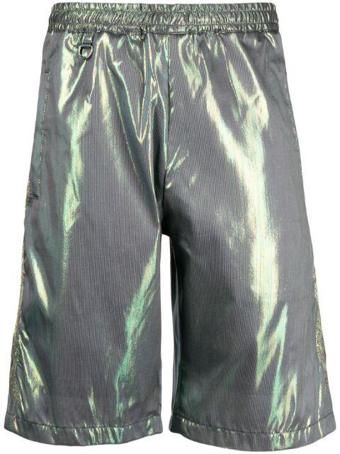 Hologram lamé bermuda shorts by DOUBLET