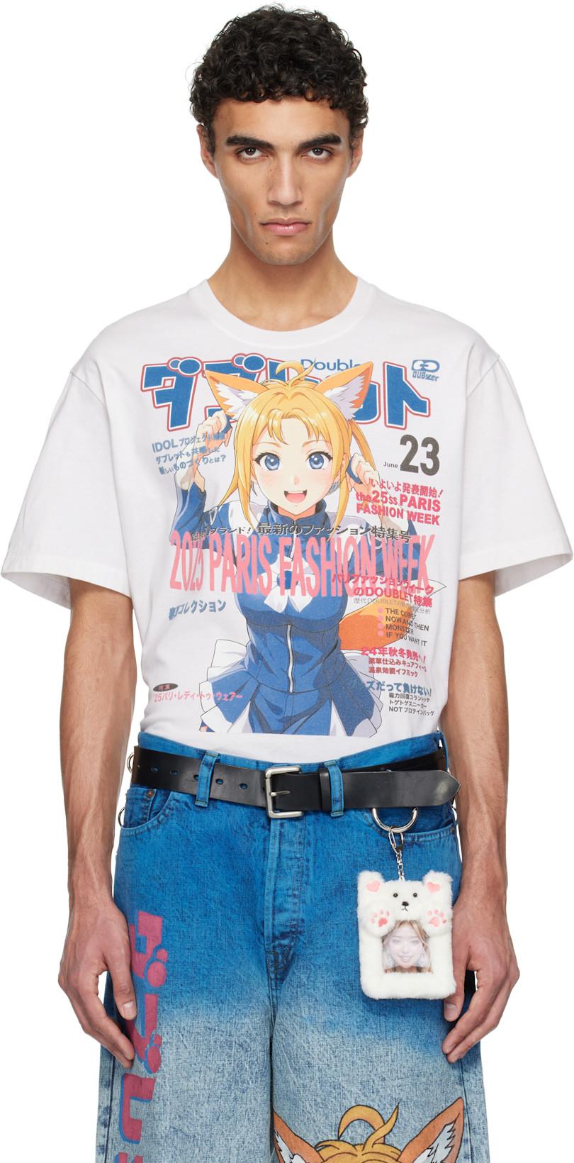 White Fox Anime Print T-shirt by DOUBLET