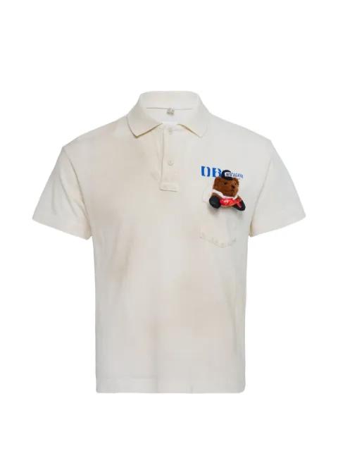 bear-appliqué polo shirt by DOUBLET