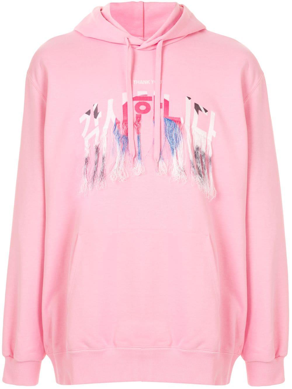 embroidered fringed hoodie by DOUBLET