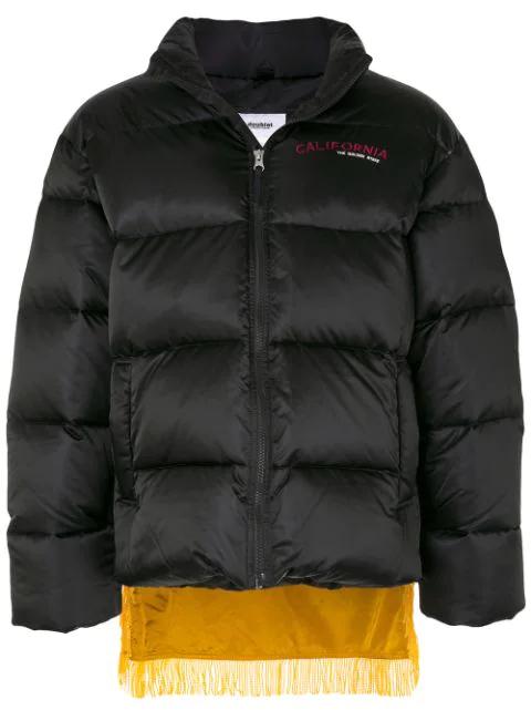 fringed puffer coat by DOUBLET