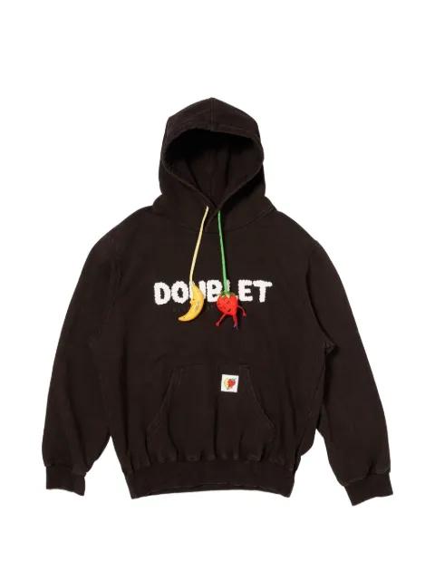 fruit-appliqué cotton hoodie by DOUBLET