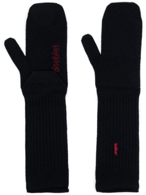 logo-embroidered ribbed-knit gloves by DOUBLET