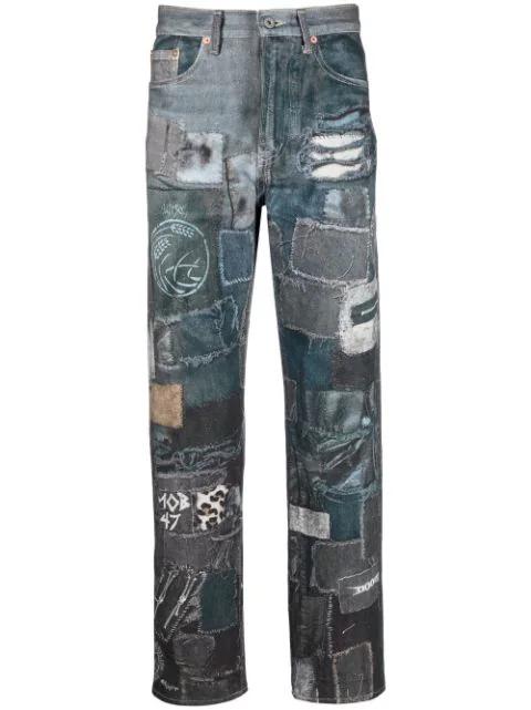 patch-detail denim jeans by DOUBLET