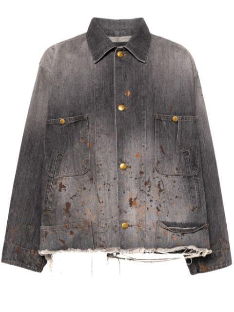 spray-paint effect denim jacket by DOUBLET