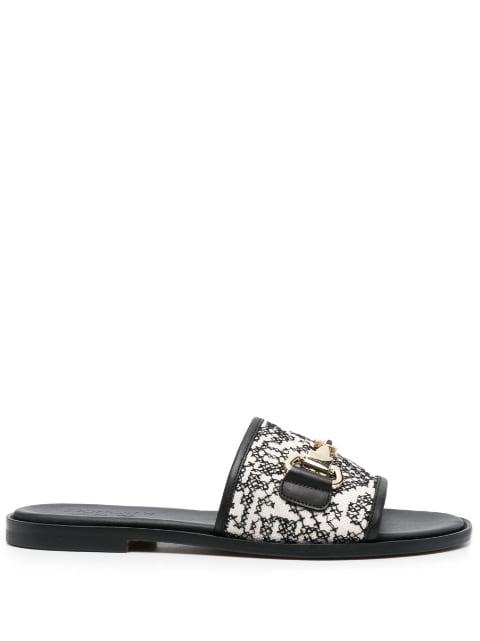 embroidered-design leather slides by DOUCAL'S