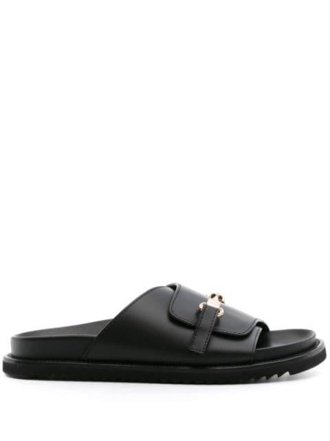 logo-buckle leather slides by DOUCAL'S