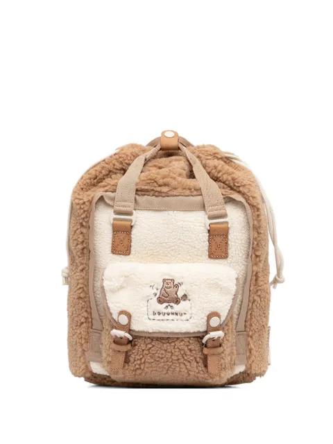 fleece-texture bear-embroidered backpack by DOUGHNUT