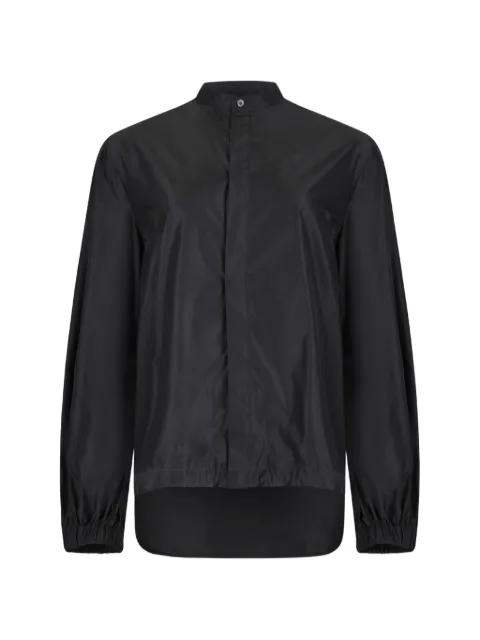 band-collar high-low shirt by DOUUOD