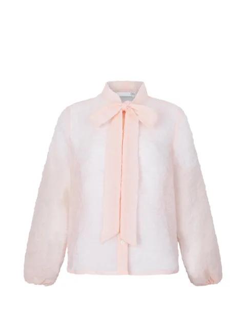 bow-detail floral-jacquard shirt by DOUUOD