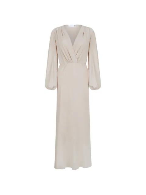 gathered-detail long-sleeve maxi dress by DOUUOD