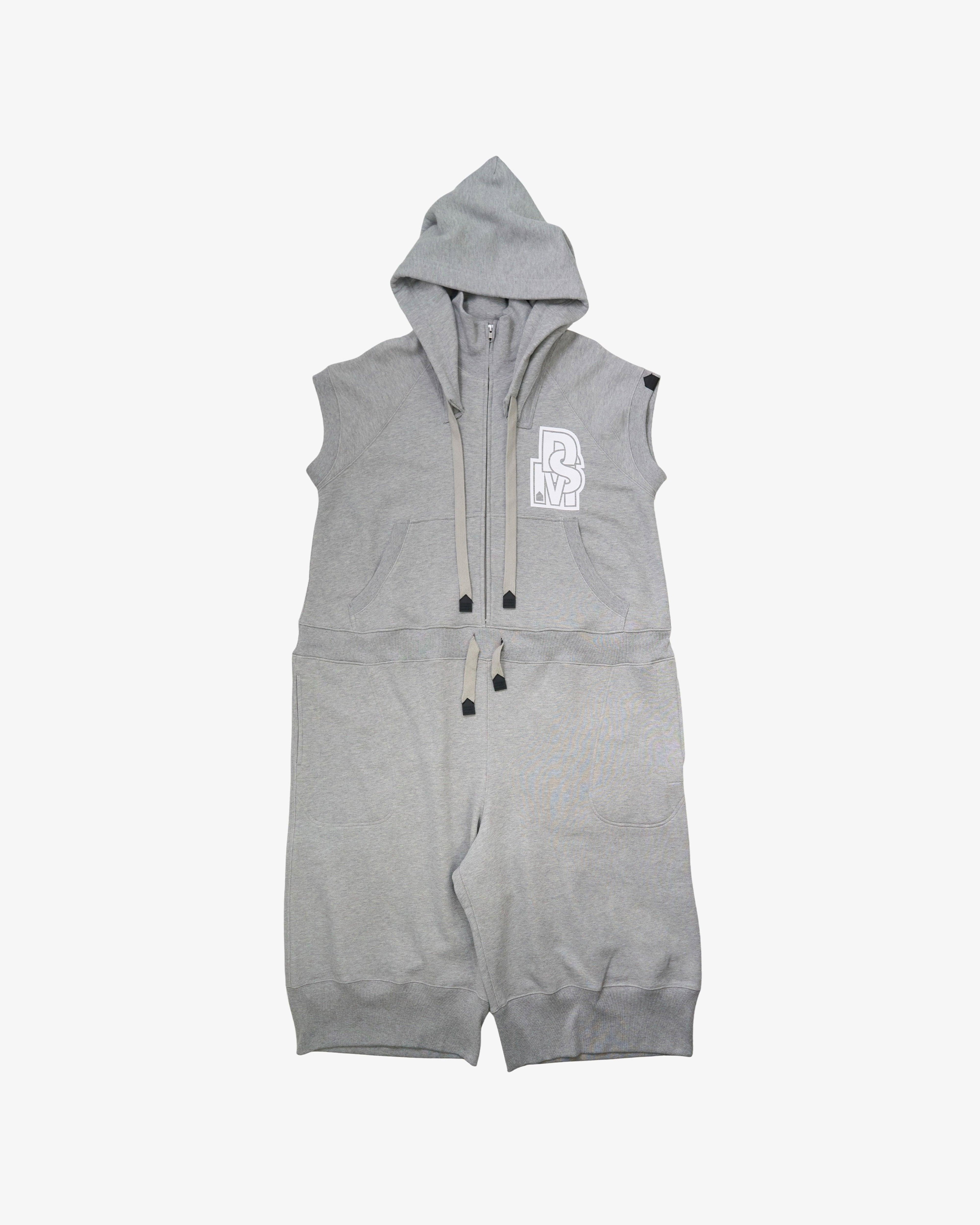 DSM Kei Ninomiya - Hooded Short Overall Cotton Back Pile Knit - (Grey) by DOVER STREET MARKET