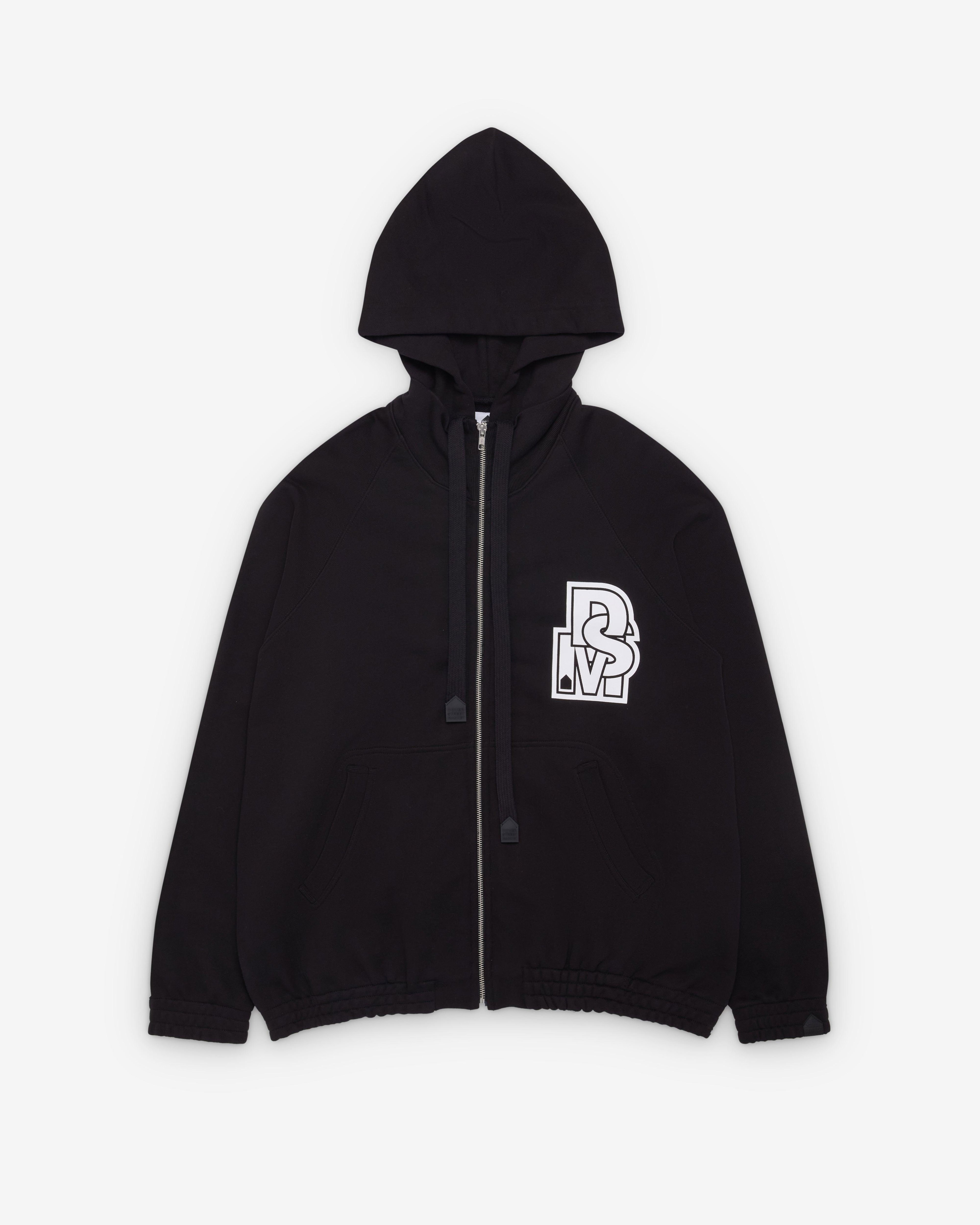 DSM Kei Ninomiya - Zipped Hoodie Cotton Back Pile Knit - (Black) by DOVER STREET MARKET
