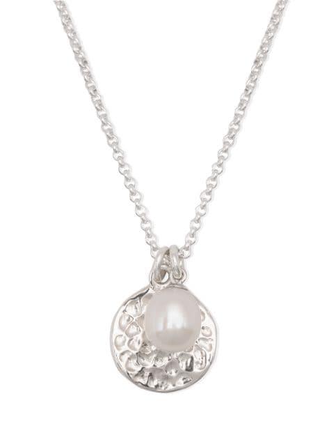 hammered disc pearl pendant necklace by DOWER&HALL