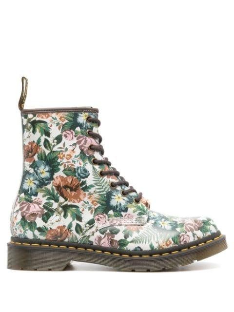 1460 floral-print leather boots by DR. MARTENS