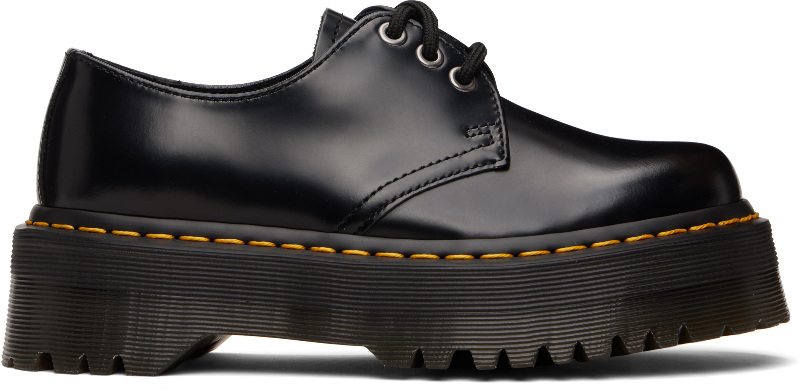 Black 1461 Smooth Leather Platform Derbys by DR. MARTENS