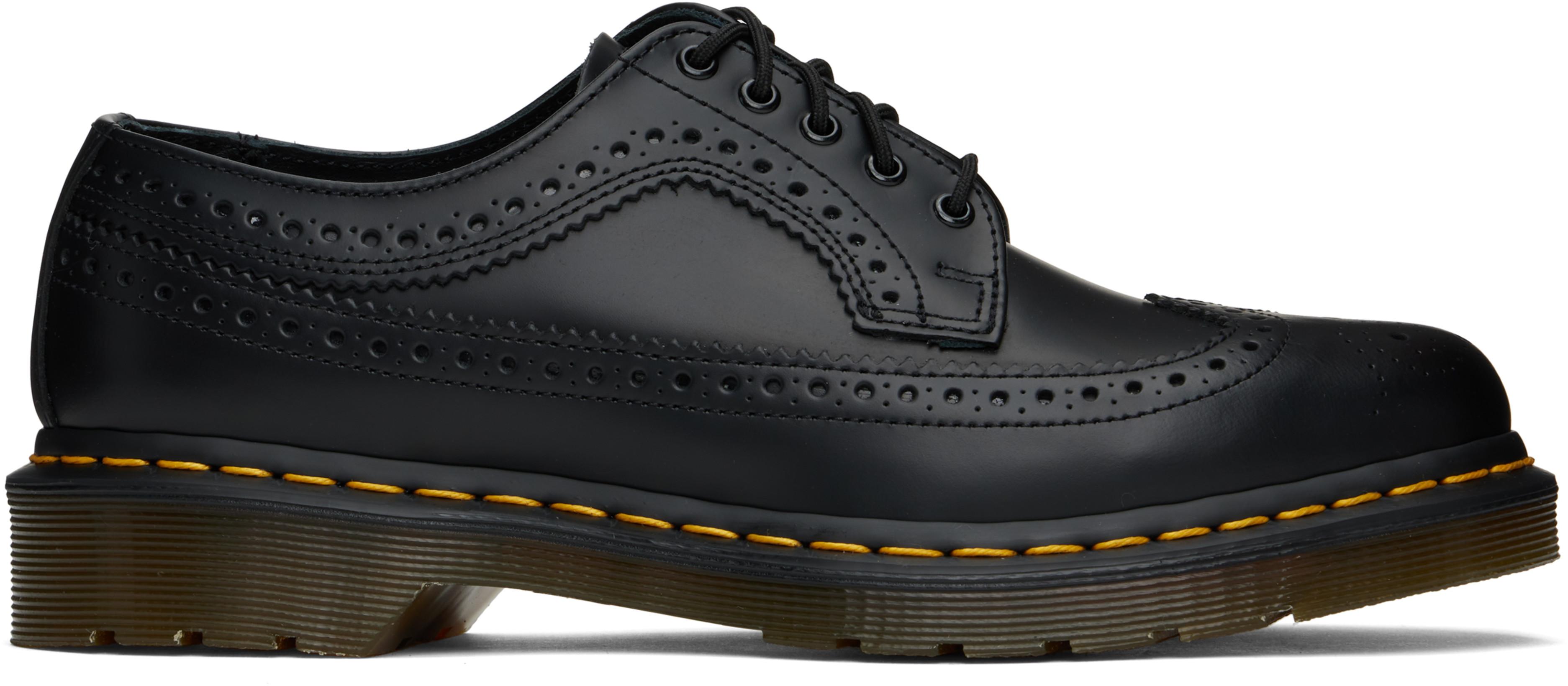 Black 3989 Yellow Stitch Smooth Leather Brogues by DR. MARTENS Black 3989 Yellow Stitch Smooth Leather Brogues by DR. MARTENS