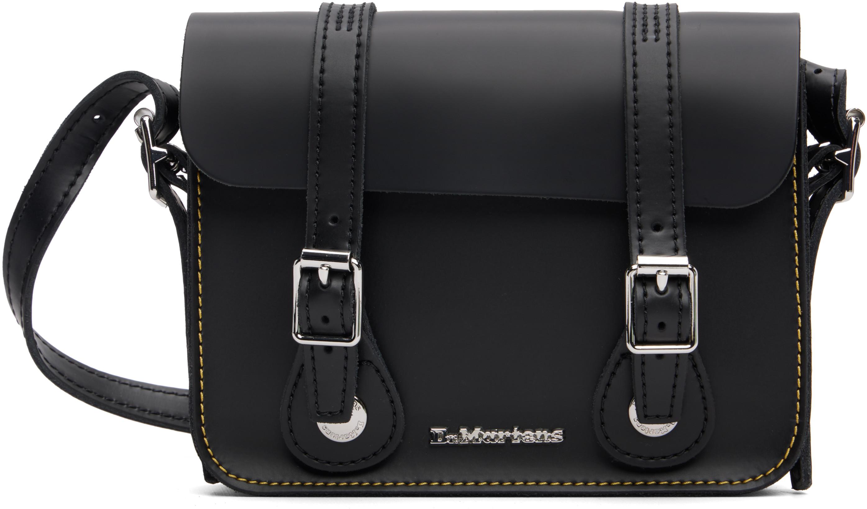 Black 7 Inch Leather Crossbody Bag by DR. MARTENS