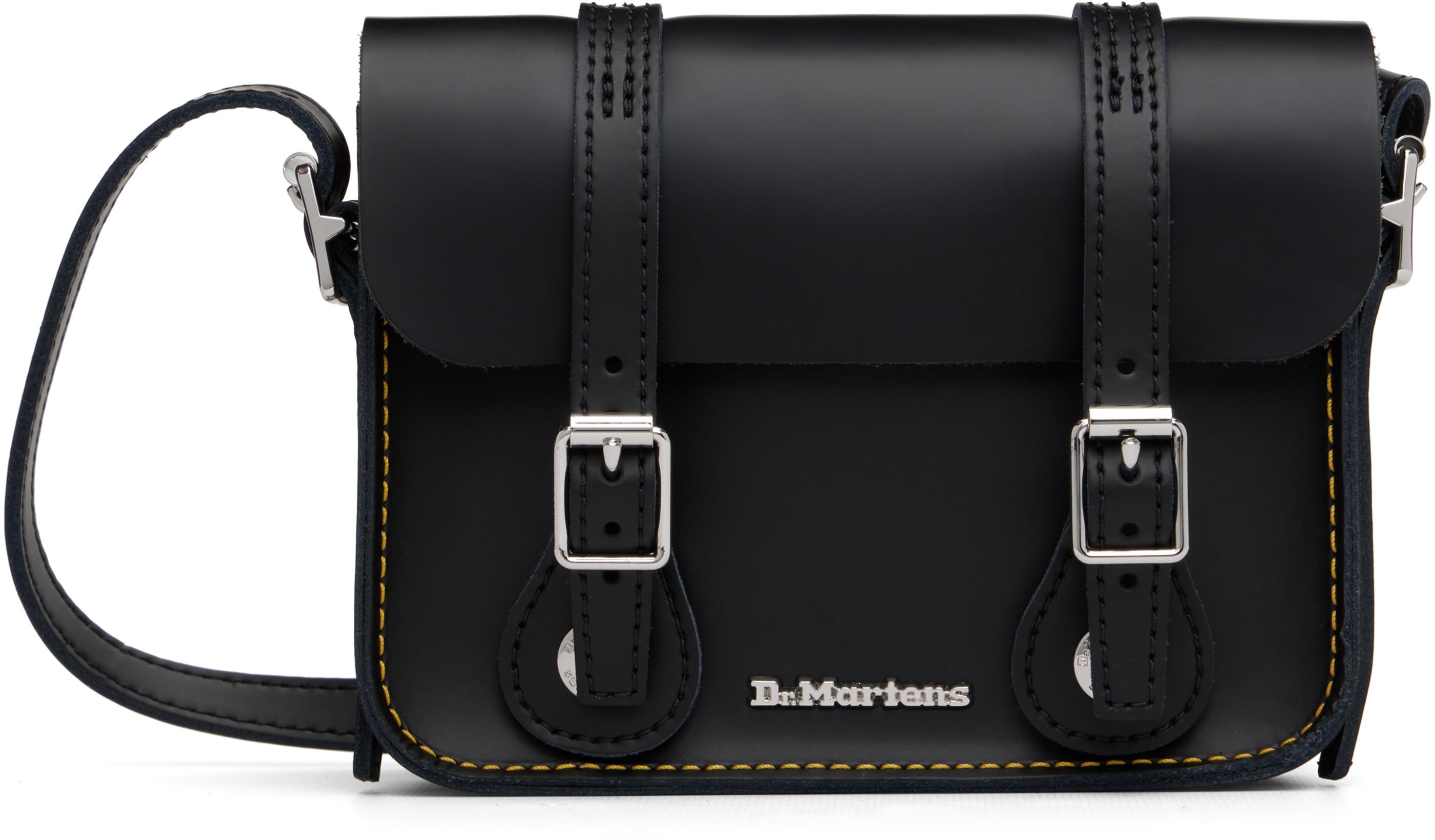 Black 7 Inch Leather Crossbody Bag by DR. MARTENS
