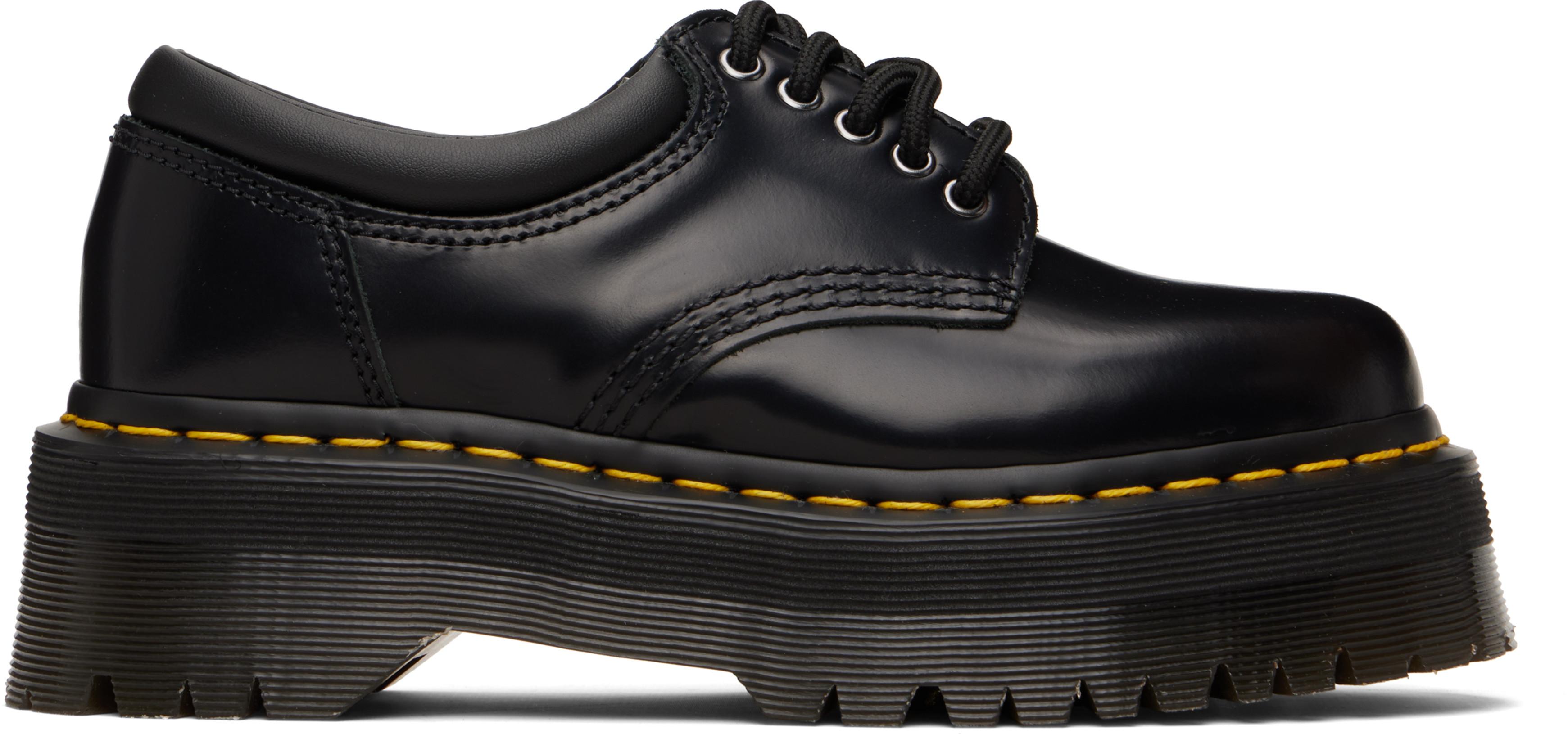Black 8053 Leather Platform Casual Derbys by DR. MARTENS