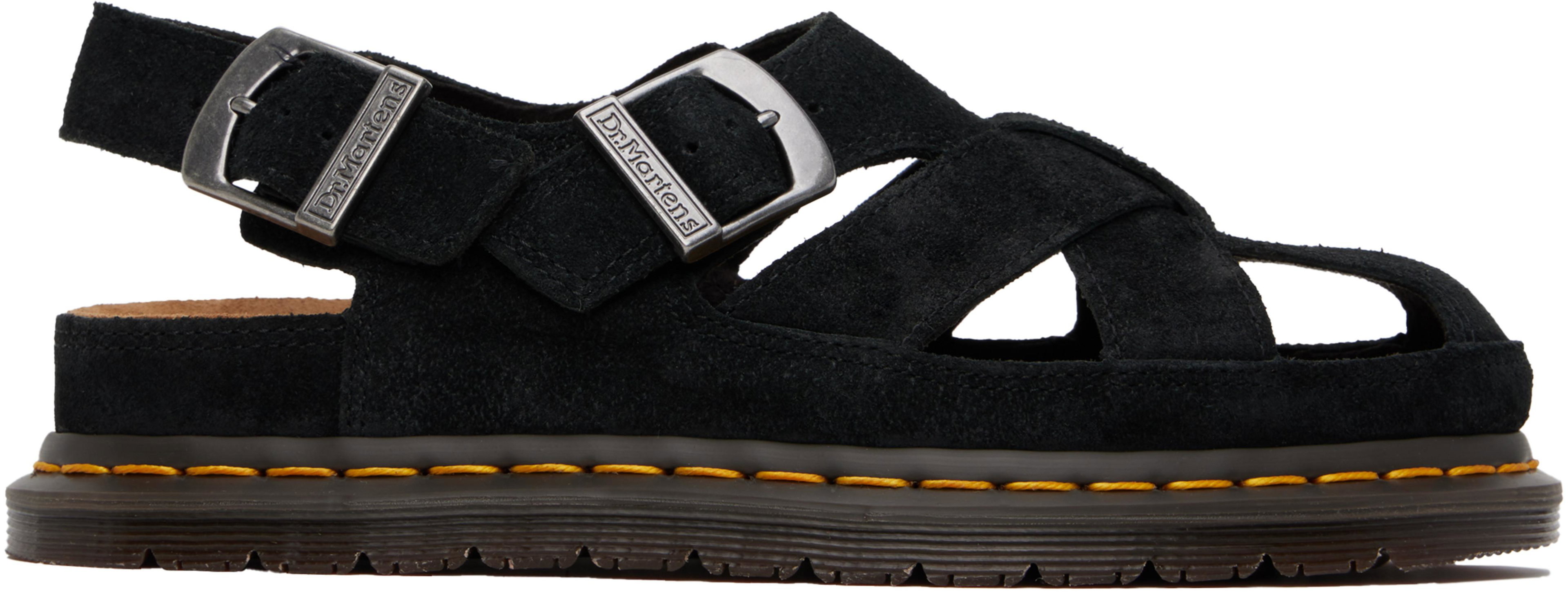 Black Archive Fisherman Suede Sandals by DR. MARTENS