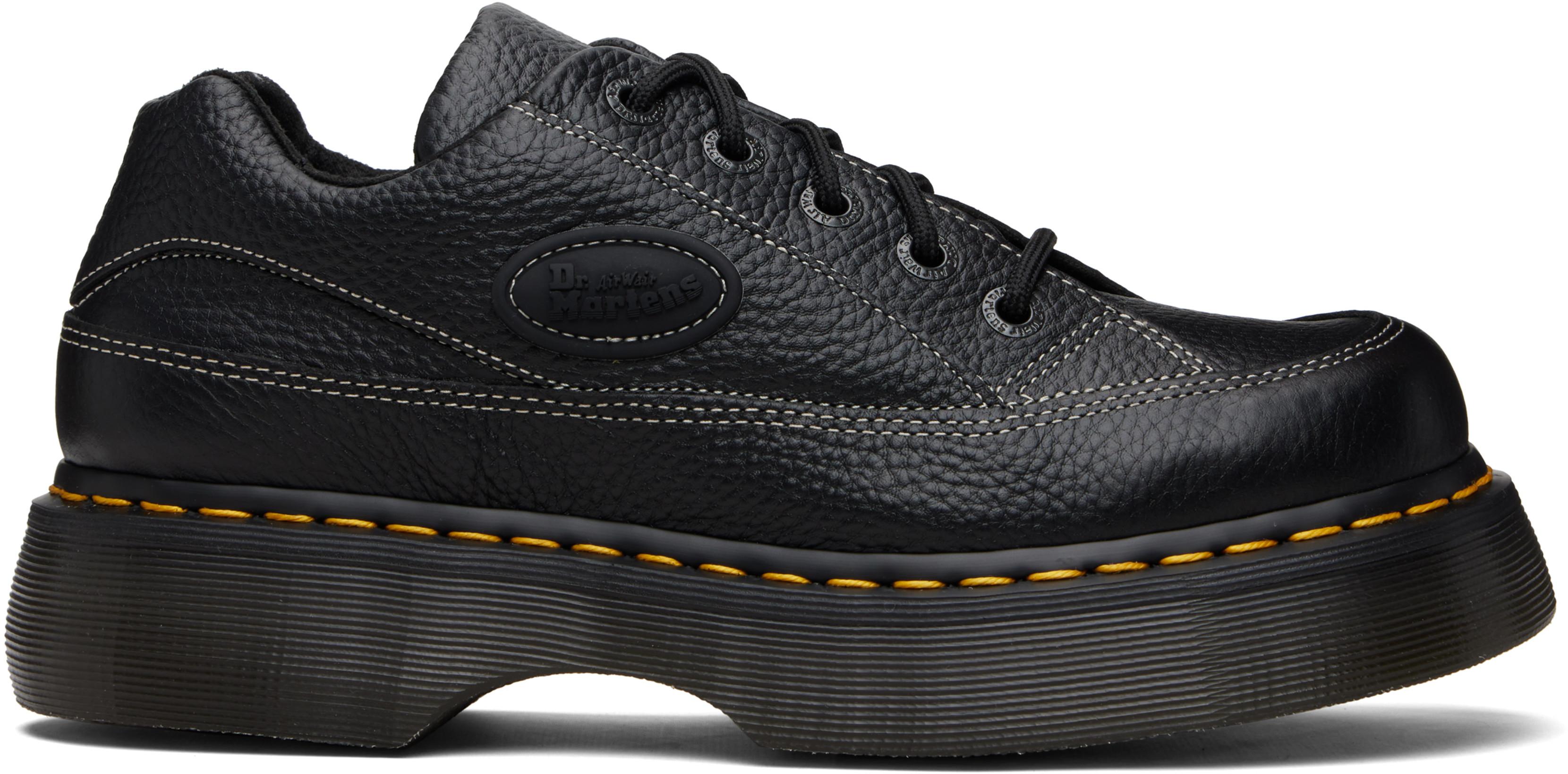 Black Buzz 5-Eye Milled Nappa Leather Derbys by DR. MARTENS