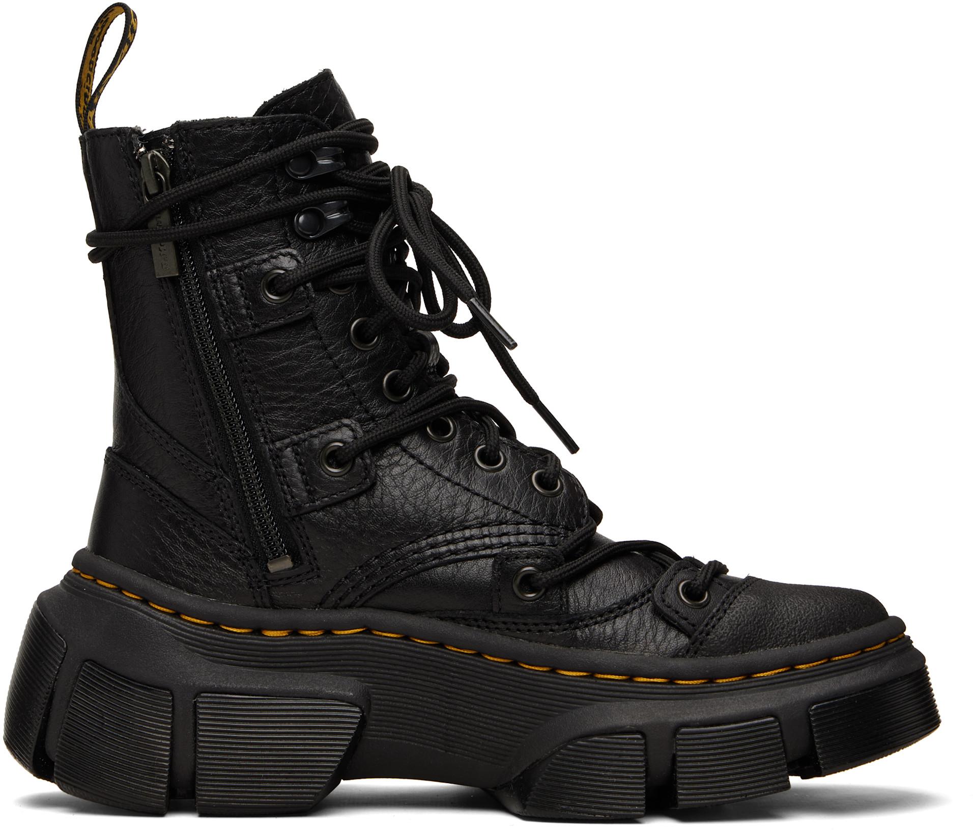 Black DMXL 8-Eye Leather Boots by DR. MARTENS
