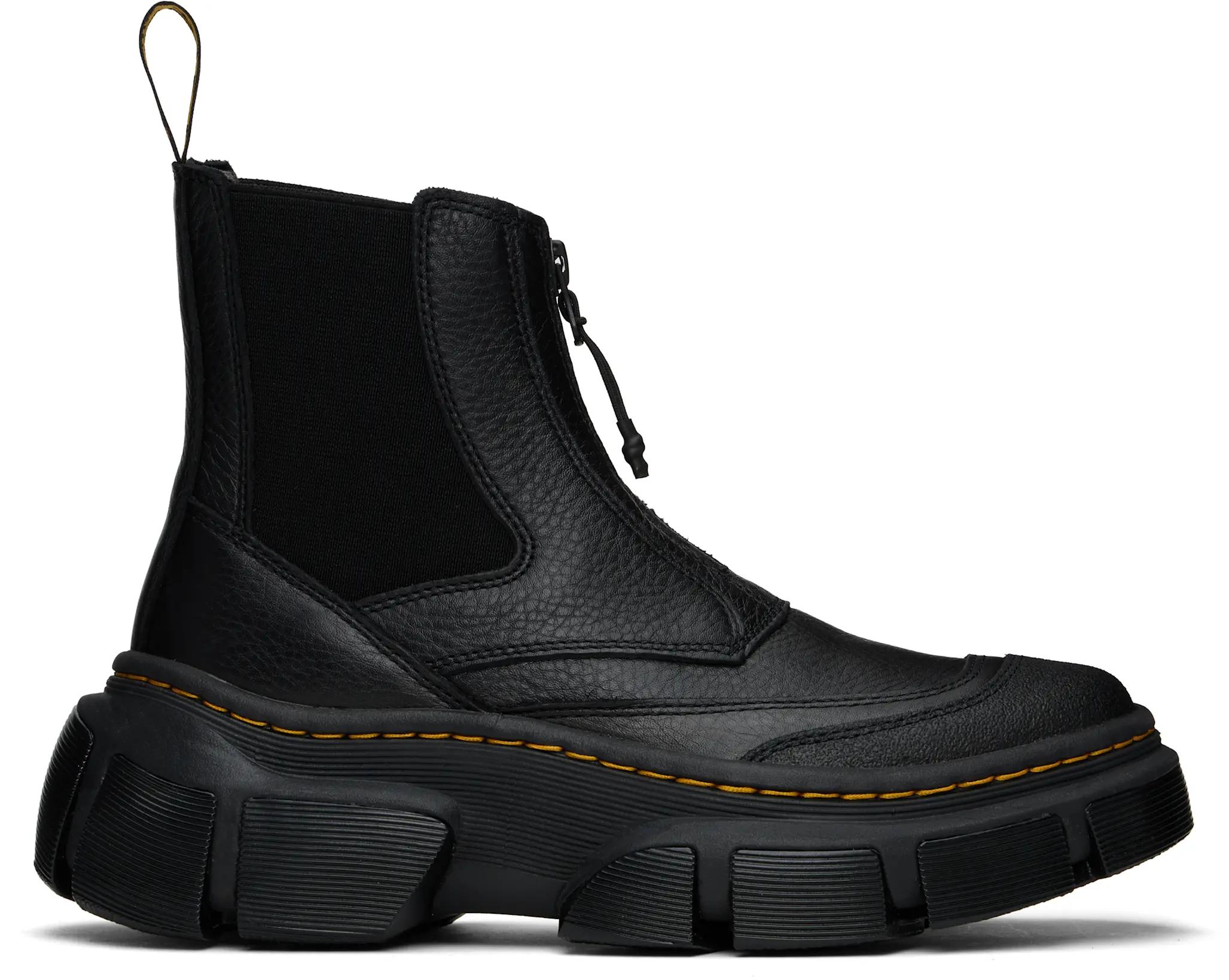 Black DMXL Zip Leather Chelsea Boots by DR. MARTENS