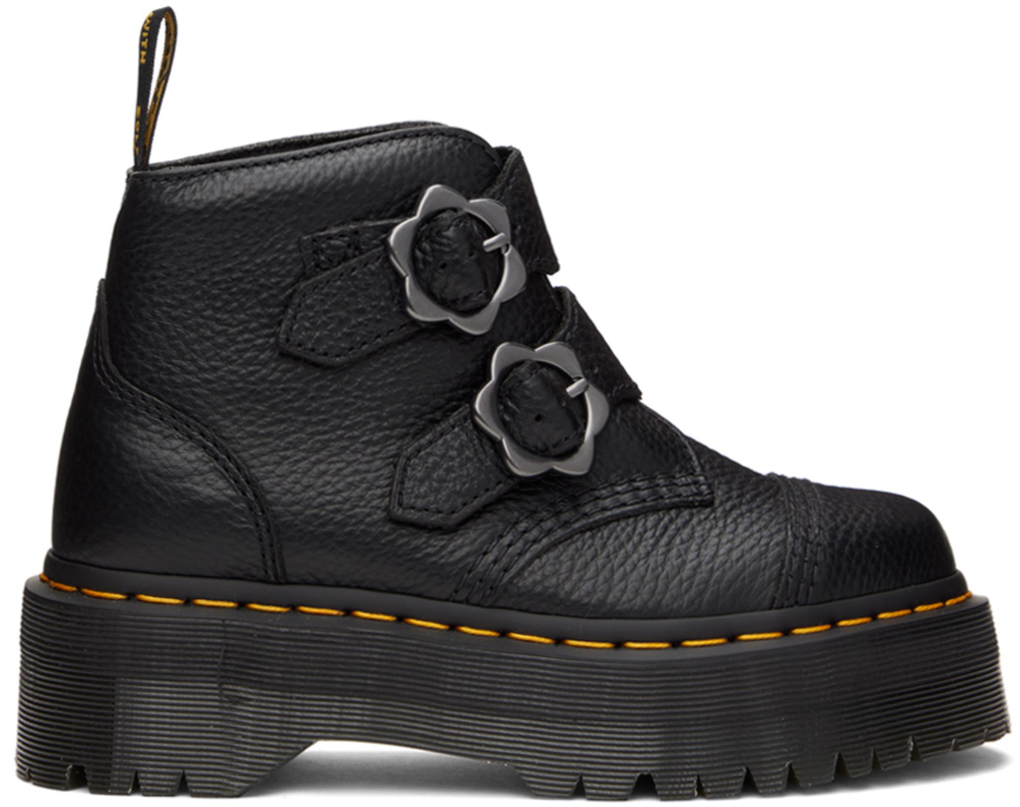 Black Devon Flower Platform Boots by DR. MARTENS