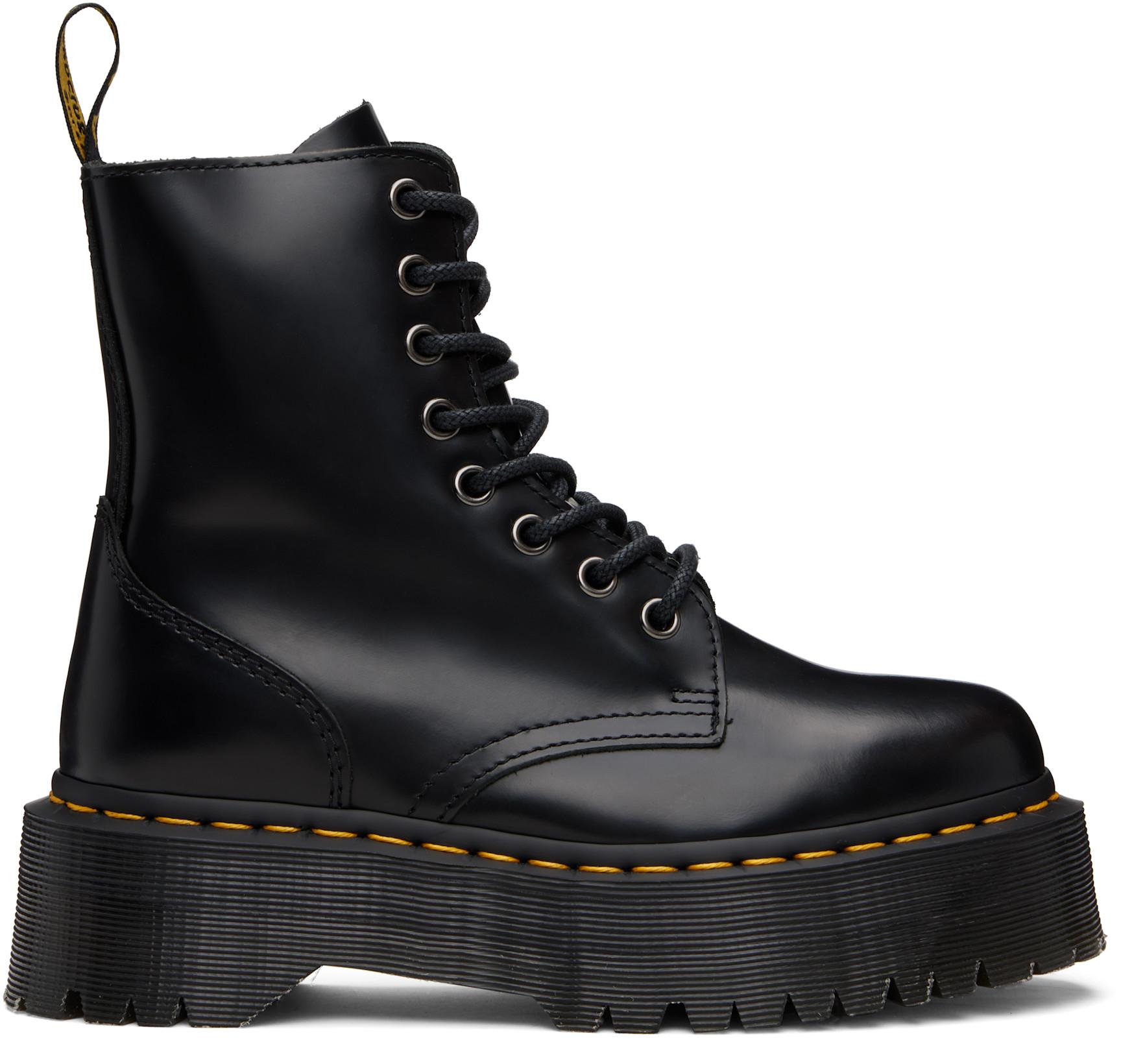 Black Jadon Boot Smooth Leather Platform Boots by DR. MARTENS