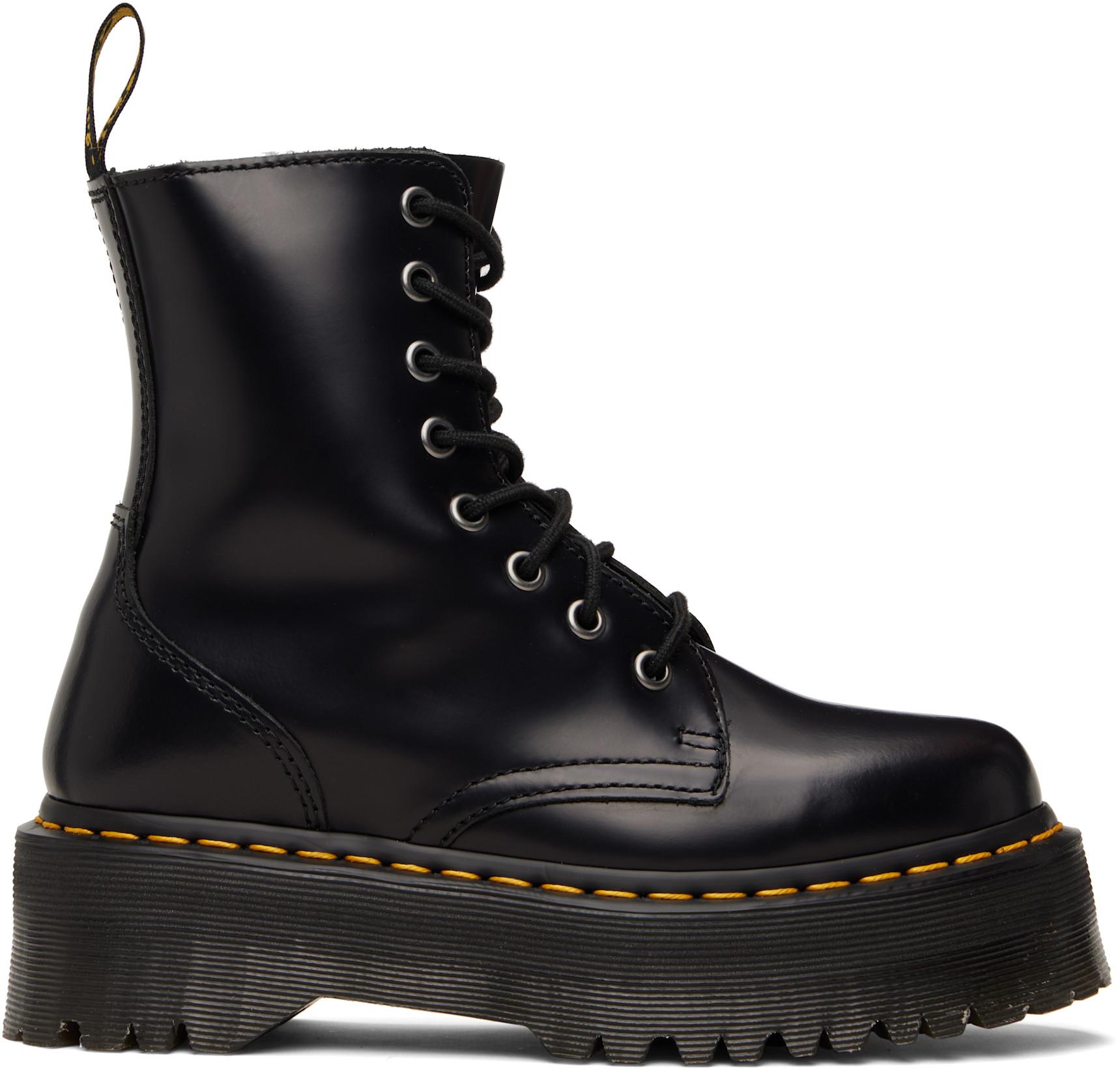 Black Jadon Smooth Leather Platform Boots by DR. MARTENS