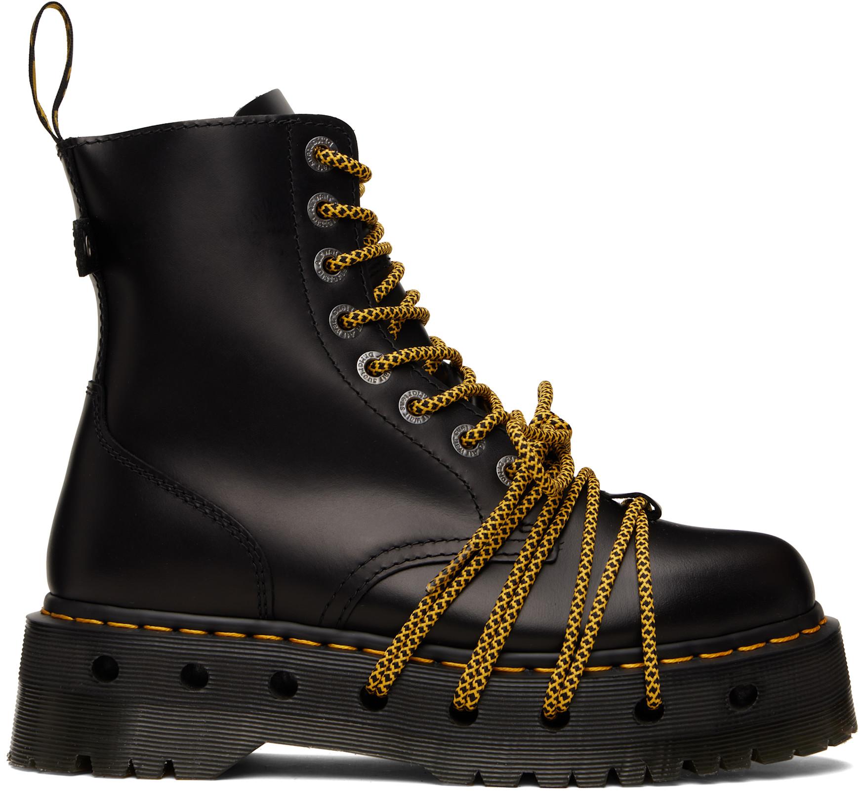 Black Jadon XL Leather Platform Boots by DR. MARTENS